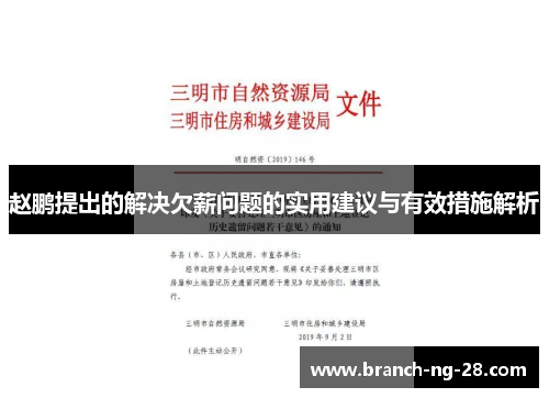 赵鹏提出的解决欠薪问题的实用建议与有效措施解析 赵鹏提出的解决欠薪问题的实用建议与有效措施解析